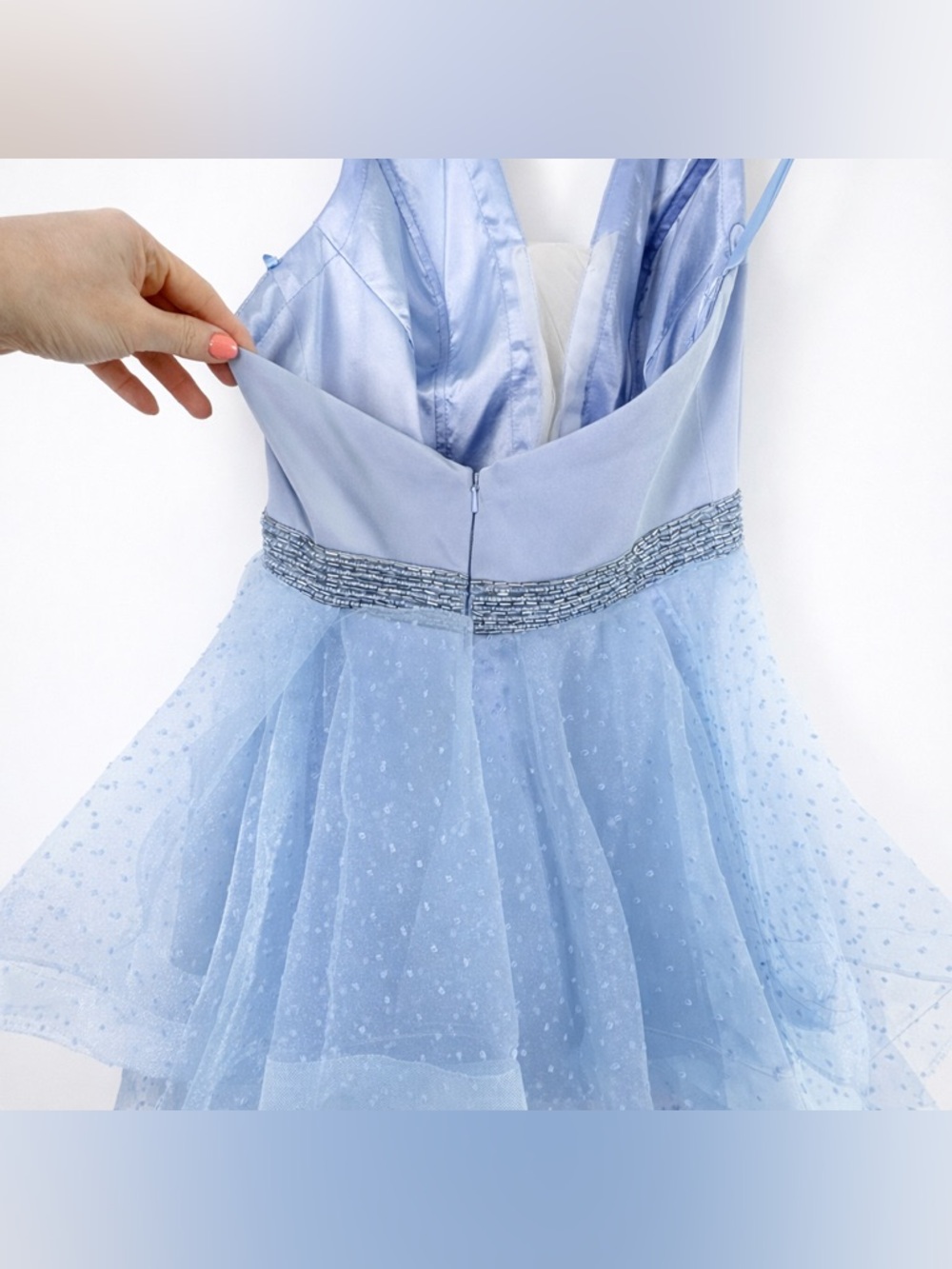 Nox Anabel Periwinkle Swiss Dot Mesh Tiered Prom Dress Gown Medium Fairycore - Picture 10 of 17